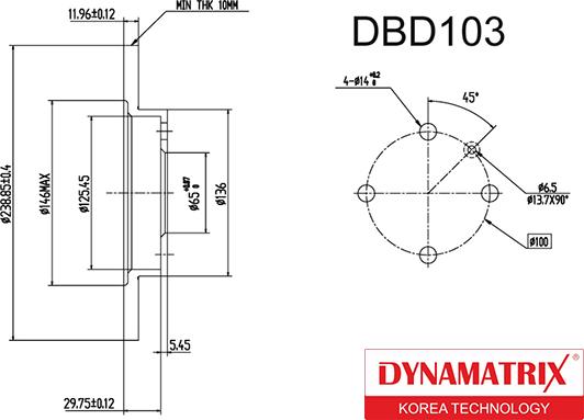 Dynamatrix DBD103 - Bremžu diski www.autospares.lv