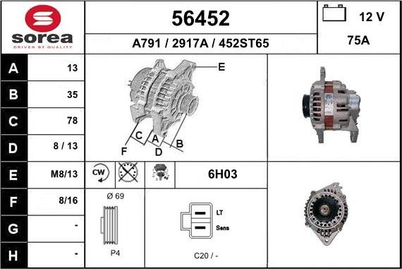 EAI 56452 - Ģenerators www.autospares.lv