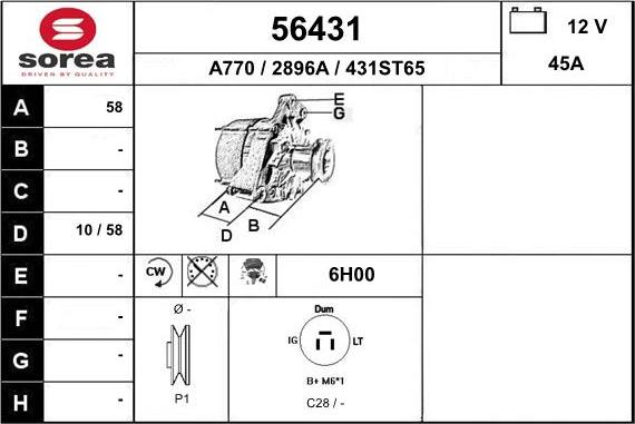 EAI 56431 - Ģenerators www.autospares.lv