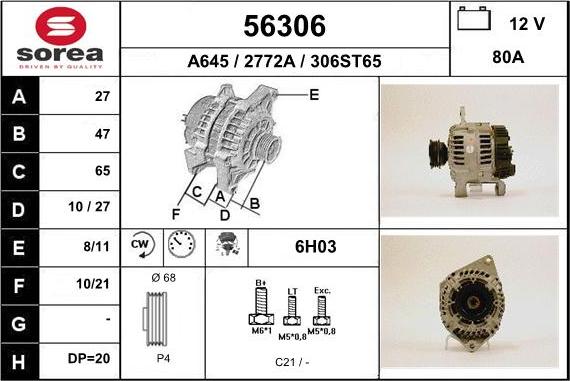 EAI 56306 - Ģenerators www.autospares.lv