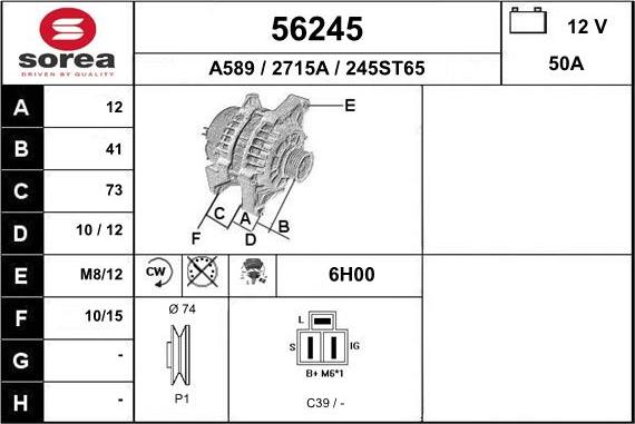 EAI 56245 - Ģenerators www.autospares.lv