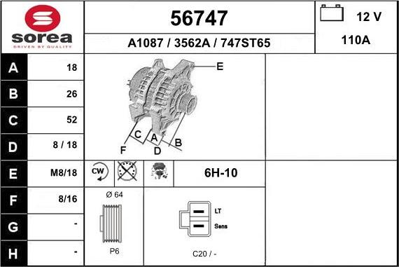 EAI 56747 - Ģenerators www.autospares.lv