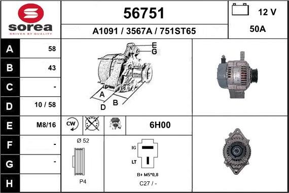 EAI 56751 - Ģenerators www.autospares.lv
