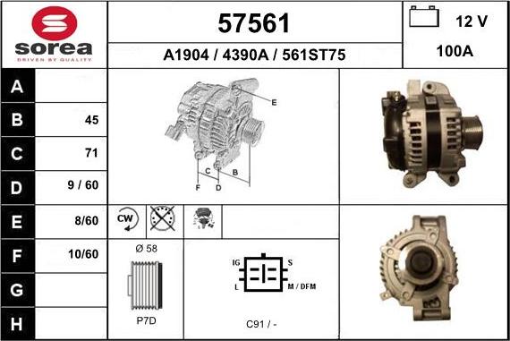 EAI 57561 - Ģenerators www.autospares.lv