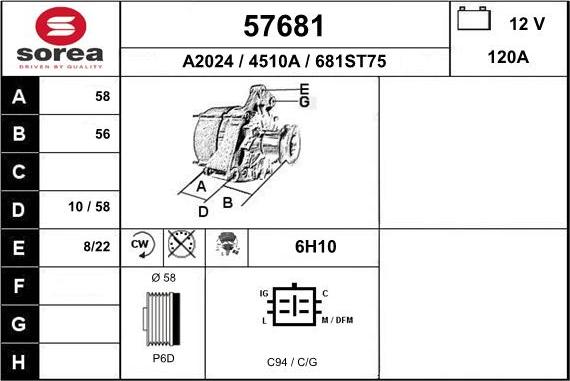 EAI 57681 - Ģenerators www.autospares.lv