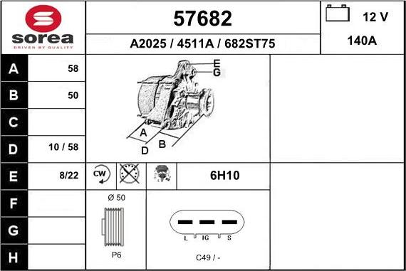 EAI 57682 - Ģenerators www.autospares.lv