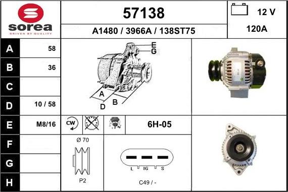 EAI 57138 - Ģenerators www.autospares.lv