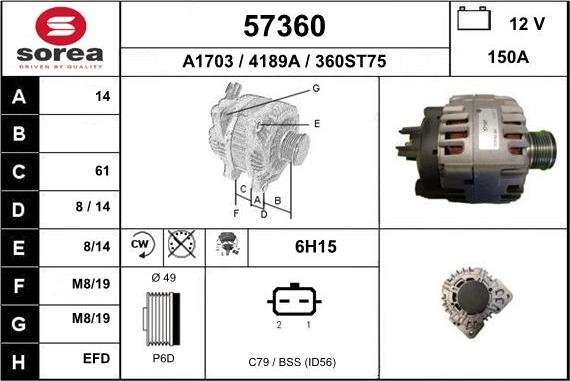 EAI 57360 - Ģenerators www.autospares.lv