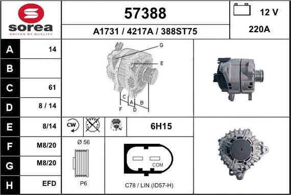 EAI 57388 - Ģenerators www.autospares.lv