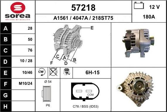EAI 57218 - Ģenerators www.autospares.lv