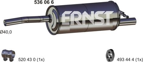 ERNST 536066 - Izplūdes gāzu trokšņa slāpētājs (pēdējais) www.autospares.lv