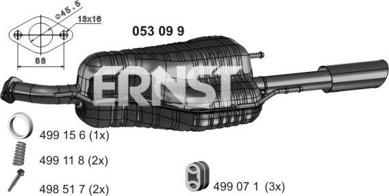 ERNST 053099 - Izplūdes gāzu trokšņa slāpētājs (pēdējais) www.autospares.lv