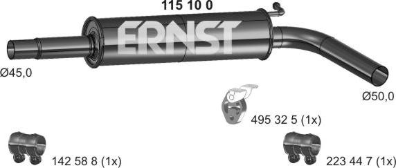 ERNST 115100 - Vidējais izpl. gāzu trokšņa slāpētājs www.autospares.lv