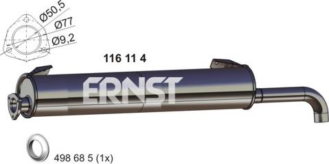 ERNST 116114 - Izplūdes gāzu trokšņa slāpētājs (pēdējais) www.autospares.lv