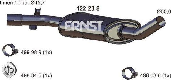 ERNST 122238 - Vidējais izpl. gāzu trokšņa slāpētājs www.autospares.lv