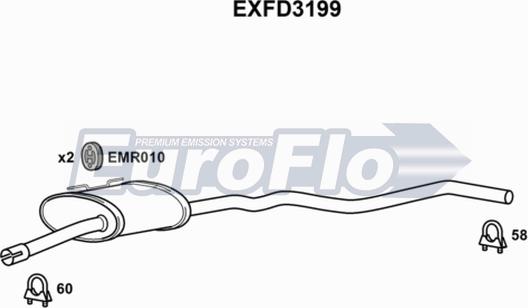 EuroFlo EXFD3199 - Vidējais izpl. gāzu trokšņa slāpētājs www.autospares.lv