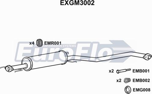 EuroFlo EXGM3002 - Vidējais izpl. gāzu trokšņa slāpētājs www.autospares.lv