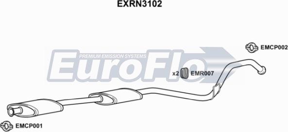 EuroFlo EXRN3102 - Vidējais izpl. gāzu trokšņa slāpētājs www.autospares.lv