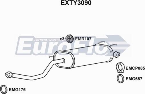 EuroFlo EXTY3090 - Vidējais izpl. gāzu trokšņa slāpētājs www.autospares.lv