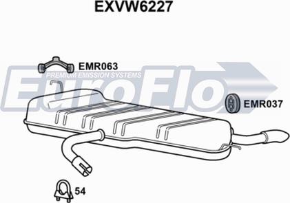 EuroFlo EXVW6227 - Izplūdes gāzu trokšņa slāpētājs (pēdējais) www.autospares.lv