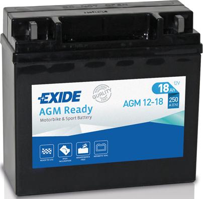 Exide AGM12-18 - Startera akumulatoru baterija www.autospares.lv