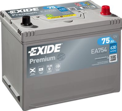 Exide EA754 - Startera akumulatoru baterija www.autospares.lv