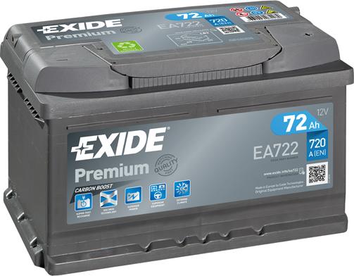 Exide EA722 - Startera akumulatoru baterija www.autospares.lv