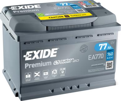 Exide EA770 - Startera akumulatoru baterija www.autospares.lv
