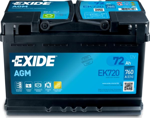 Exide EK720 - Startera akumulatoru baterija www.autospares.lv