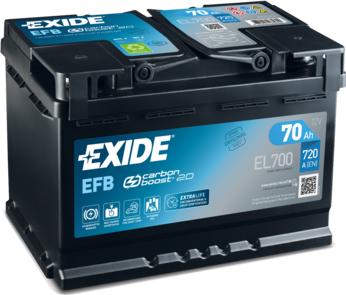 Exide EL700 - Startera akumulatoru baterija www.autospares.lv