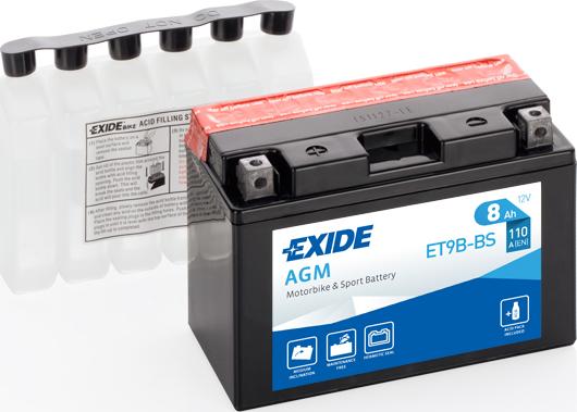 Exide ET9B-BS - Startera akumulatoru baterija www.autospares.lv