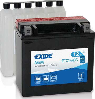Exide ETX14-BS - Startera akumulatoru baterija www.autospares.lv