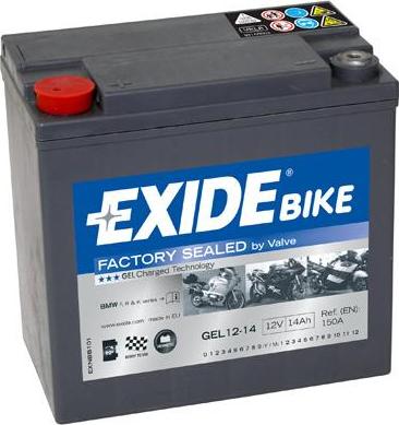 Exide GEL12-14  - Startera akumulatoru baterija www.autospares.lv