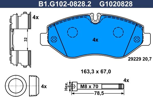 Galfer B1.G102-0828.2 - Bremžu uzliku kompl., Disku bremzes www.autospares.lv