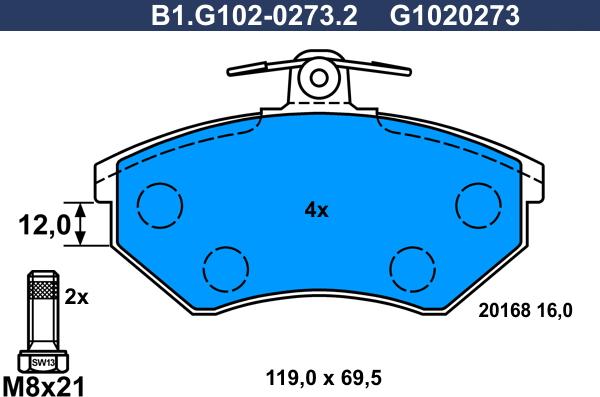 Galfer B1.G102-0273.2 - Bremžu uzliku kompl., Disku bremzes www.autospares.lv