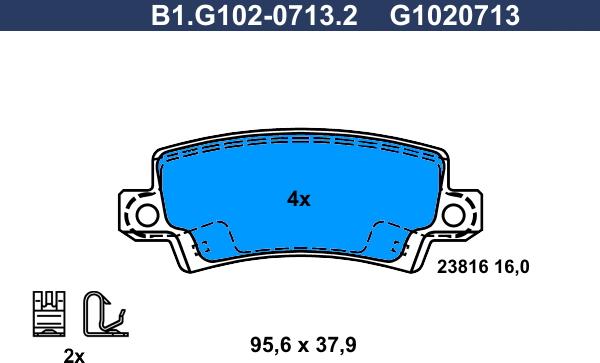 Galfer B1.G102-0713.2 - Bremžu uzliku kompl., Disku bremzes www.autospares.lv