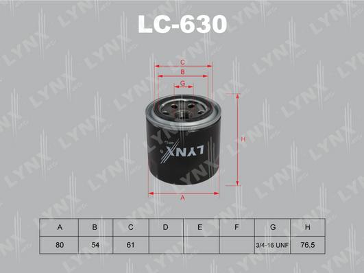 LYNXauto LC-630 - Eļļas filtrs www.autospares.lv