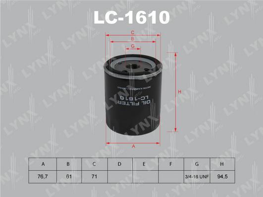 LYNXauto LC-1610 - Eļļas filtrs www.autospares.lv