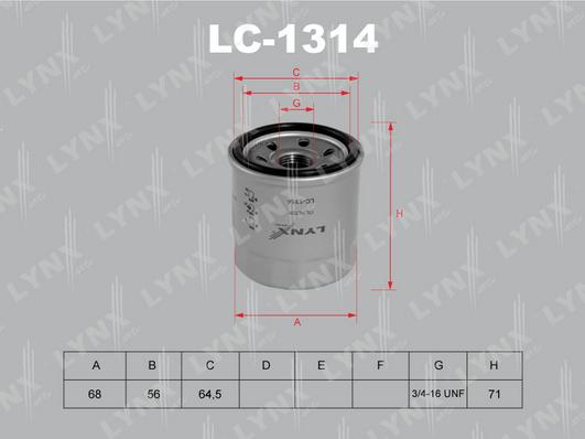 LYNXauto LC-1314 - Eļļas filtrs www.autospares.lv