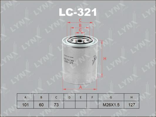 LYNXauto LC-321 - Eļļas filtrs www.autospares.lv