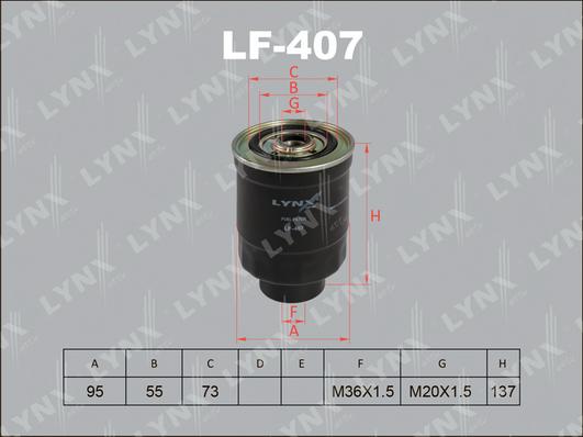 LYNXauto LF-407 - Degvielas filtrs www.autospares.lv