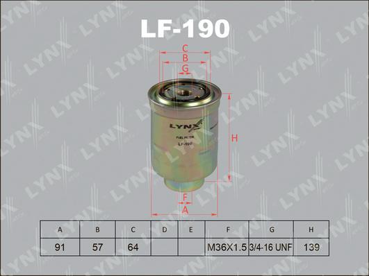 LYNXauto LF-190 - Degvielas filtrs www.autospares.lv