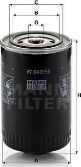 Mann-Filter W 940/55 - Eļļas filtrs www.autospares.lv