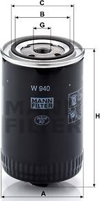 Mann-Filter W 940 (10) - Eļļas filtrs www.autospares.lv
