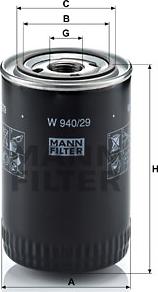 Mann-Filter W 940/29 - Eļļas filtrs www.autospares.lv