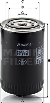 Mann-Filter W 940/25 - Eļļas filtrs www.autospares.lv