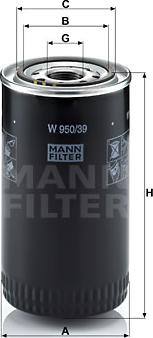 Mann-Filter W 950/39 - Eļļas filtrs www.autospares.lv
