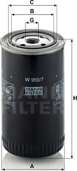 Mann-Filter W 950/7 - Eļļas filtrs www.autospares.lv