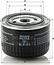 Mann-Filter W 914/4 - Eļļas filtrs www.autospares.lv