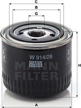 Mann-Filter W 914/28 - Eļļas filtrs www.autospares.lv